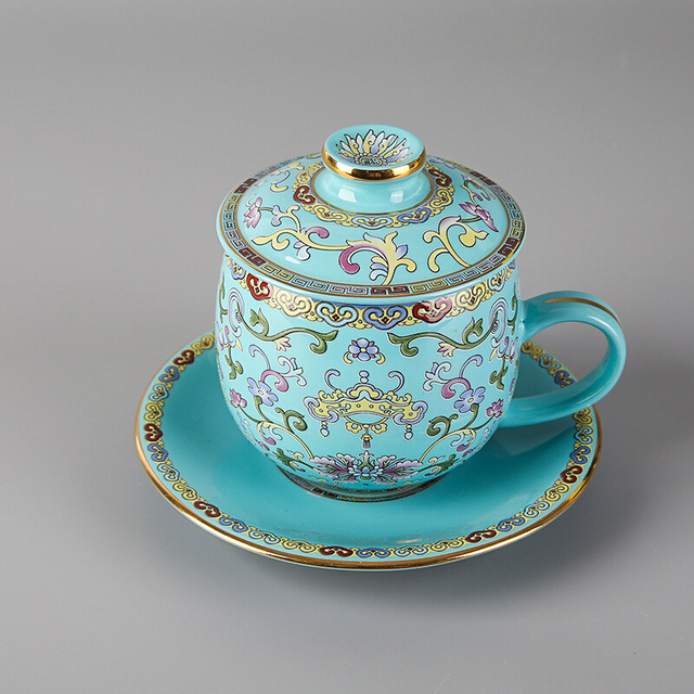 中国风茶杯珐琅彩杯子