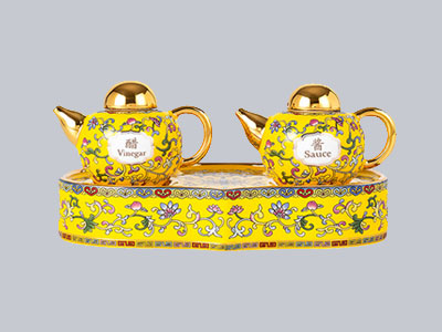 盛世如意国韵黄酱醋壶